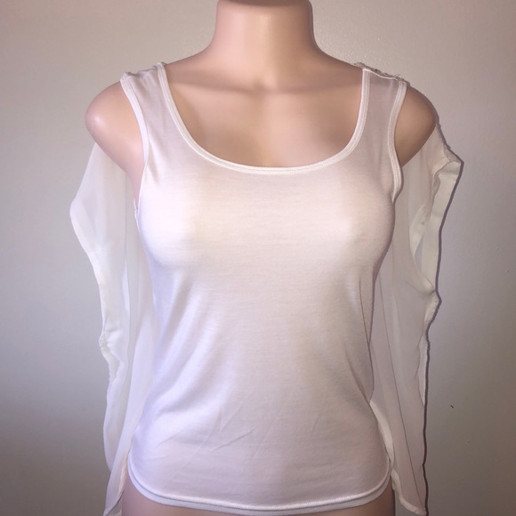 White Tank w/ Sheer Overlay- 2 piece top - Picture 3 of 6